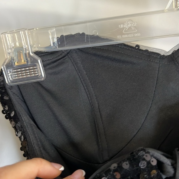 NWT Witness of Love Black Sequin & Velvet Strapless Cocktail Dress- 4 - Picture 5 of 8